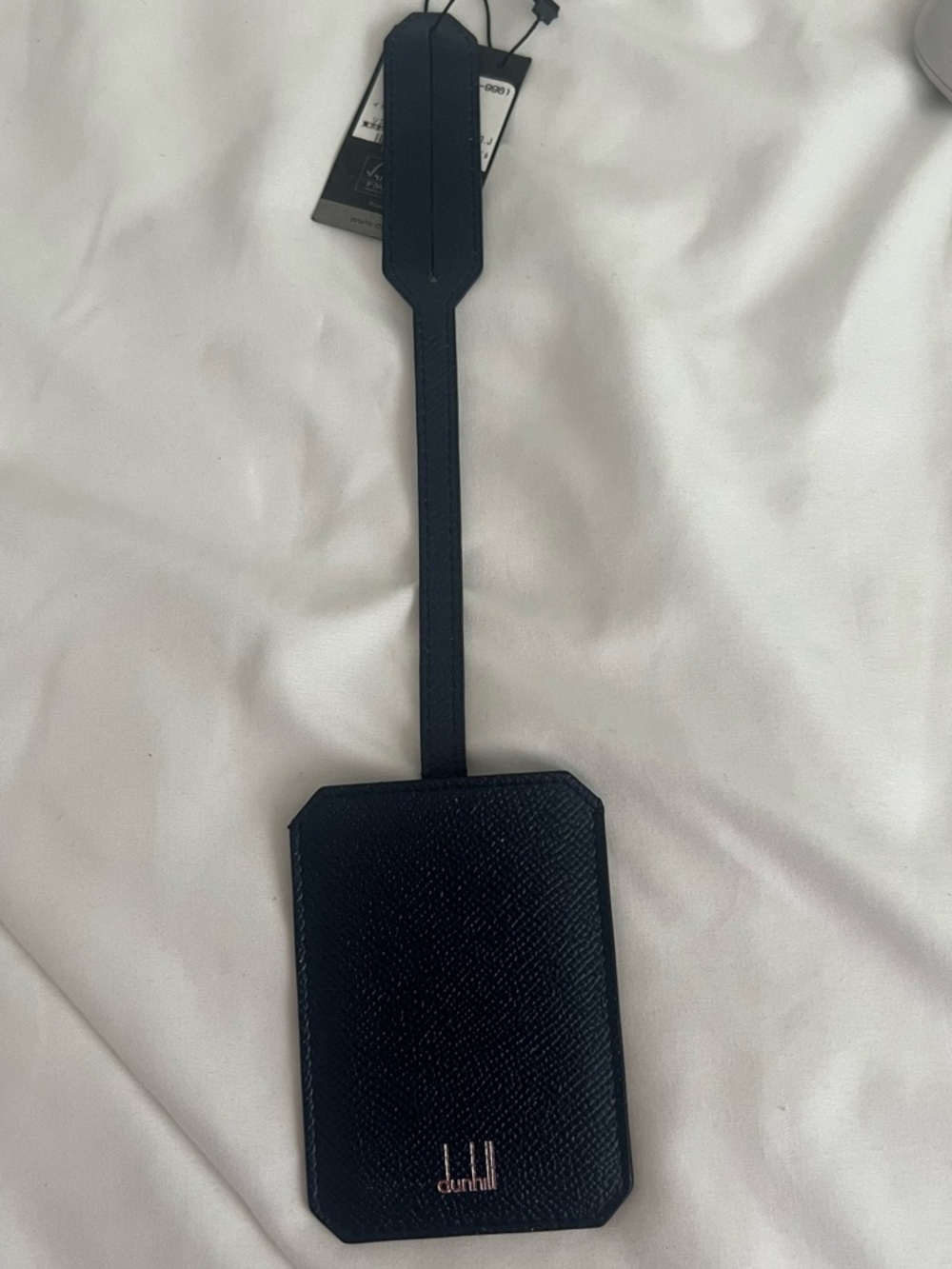 dunhill navy blue Leather Luggage Tag new